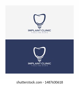 Dental teeth Implant clinic logo vector