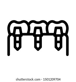 Dental Teeth Implants Biomaterial Vector Icon Thin Line. Contour Illustration