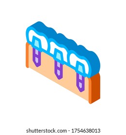 Implantes dentales de dientes Signos isométricos vectoriales biomateriales. ilustración de símbolo aislado de color