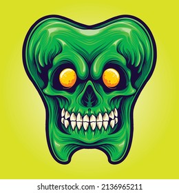 Dental teeth mascot zombie skull vector illustrations for your work logo, merchandise t-shirt, stickers and label designs, poster, greeting cards advertising business company or brands