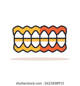 Modelo de dientes dentales muestra gráfico de ilustración de alineación