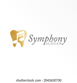 Dental teeth ot tooth with Note song image graphic icon logo design abstract concept vector stock. Can be used as a symbol related to Music or Clinic.