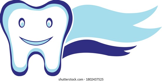 dental teeth vector logo with ribbon. Teeth ribbon
