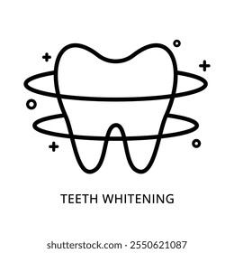 Vector de ícono de blanqueamiento dental. Icono de contorno de símbolo de brillo brillante de diente