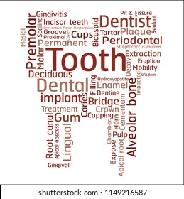 Dental Terminology In The Form Of Teeth.