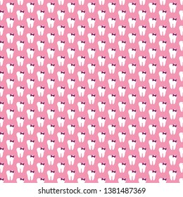 Dental Theme Seamless Pattern - Quirky teeth repeating pattern design