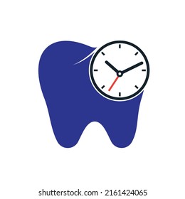 Plantilla de diseño del logotipo del vector de tiempo dental. Diseño de iconos de reloj y dientes humanos.	
