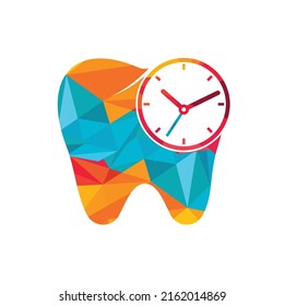Dental time vector logo design template. Human tooth and clock icon design.	