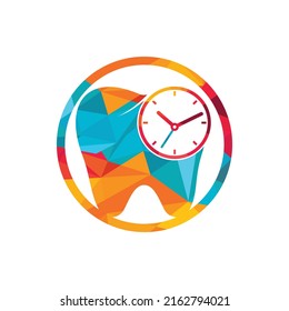 Dental time vector logo design template. Human tooth and clock icon design.	