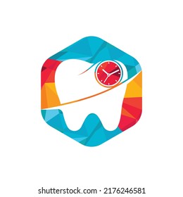 Dental time vector logo design template. Human tooth and clock icon design.	
