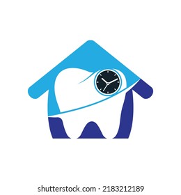 Plantilla de diseño del logotipo del vector de tiempo dental. Diseño de iconos de reloj y dientes humanos.	