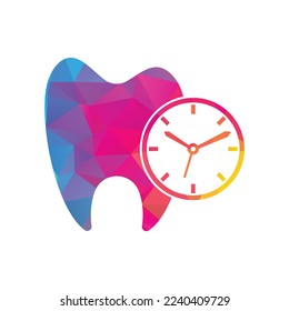 Plantilla de diseño del logotipo del vector de tiempo dental. Diseño de iconos de reloj y dientes humanos.	