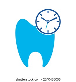 Dental time vector logo design template. Human tooth and clock icon design.	
