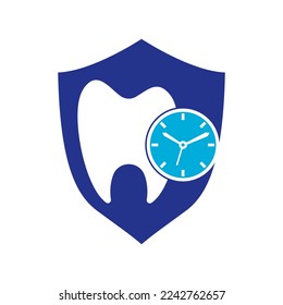 Dental time vector logo design template. Human tooth and clock icon design.