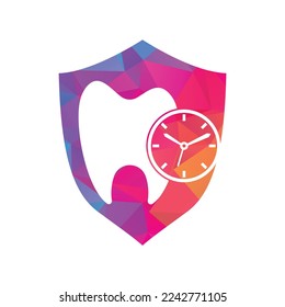 Dental time vector logo design template. Human tooth and clock icon design.
