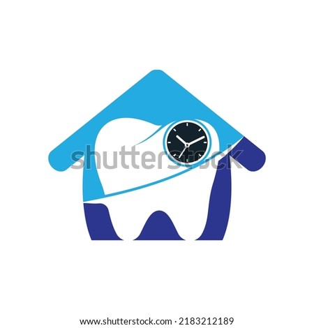 Dental time vector logo design template. Human tooth and clock icon design.	