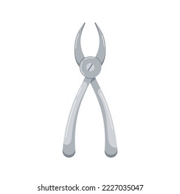 Dental tool extracting forcep icon isolated on white background. Stomatology instrument -  Dentist tools flat design cartoon style vector illustration.