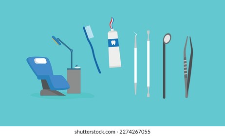 Dental tools. Dental care. Vector illustration in flat style