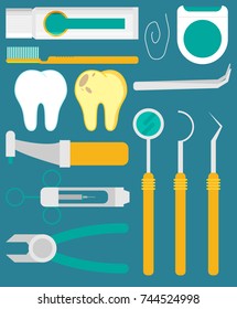 Dental tools flat vector set