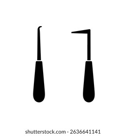 Dental tools icon set black silhouette illustration.