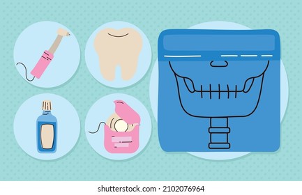 dental tools icon set design