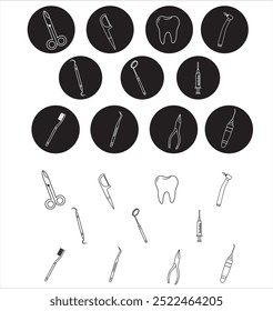 Dental tools icon set. Dental icon set vector illustration