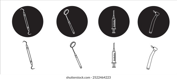 Dental tools icon set. Dental icon set vector illustration