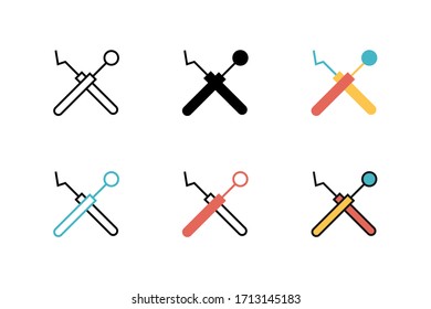 dental tools icon vector illustration with different style design. isolated on white background