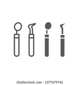 Dental tools line and glyph icon, stomatology and dentist, dentistry equipment sign, vector graphics, a linear pattern on a white background, eps 10.