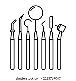 Dental Tools outline icon. Dental instruments Vector illustration.