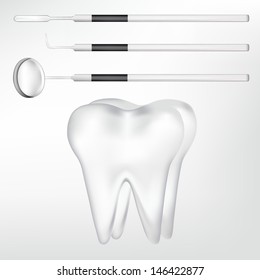 dental tools and tooth design element. eps10 mesh vector illustration