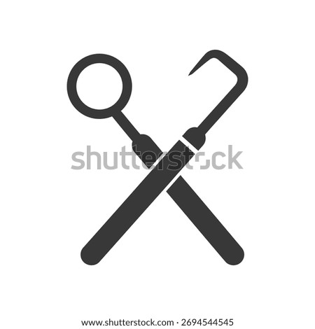 Dental tools vector icon mirror and probe