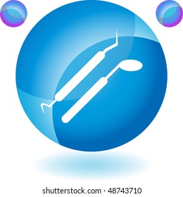 Dental tools web button isolated on a background.