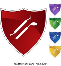 Dental tools web button isolated on a background.