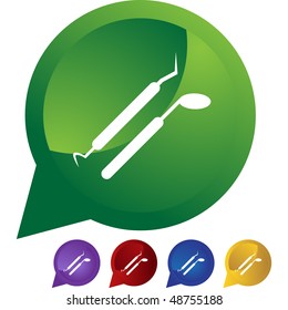 Botón web de herramientas dentales aislado en un fondo.