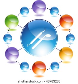 Dental tools web button isolated on a background.