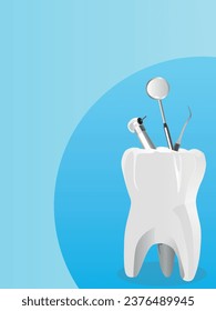 Are dental tools in a white tooth cup