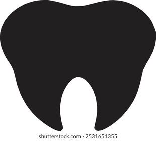 Diente dental negro, ilustración de un diente sobre un fondo blanco. Ilustración vectorial.Diseño crear para herramienta de pluma .adobe ilustrador.