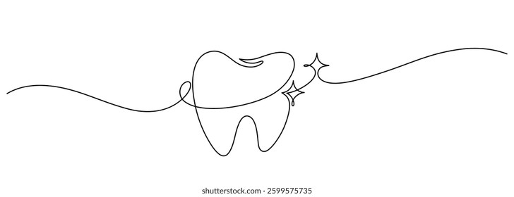 dental tooth bright and clean one line continuous drawing minimalism