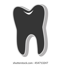 Dental tooth care , isolated flat icon with black and white colors.