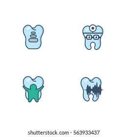 Dental And Tooth Character Logo Vector Element Set