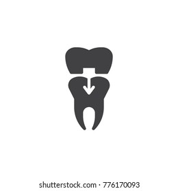 Dental tooth crown icon vector, filled flat sign, solid pictogram isolated on white. Dentist, orthodontics symbol, logo illustration.