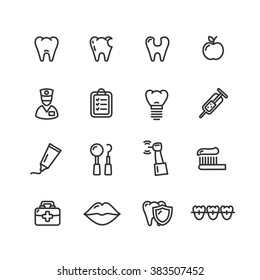 Dental Tooth Doctor Outline Icon Set. Vector illustration