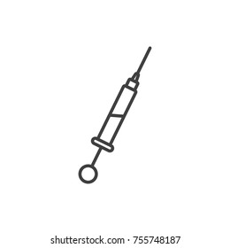 Dental tooth injection needle line icon.