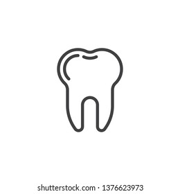 Dental tooth line icon. linear style sign for mobile concept and web design. Healthy human tooth outline vector icon. Dentistry, stomatology and dental care symbol, logo illustration. Pixel perfect 