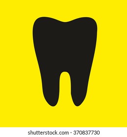 Dental Tooth logo in flat on yellow background