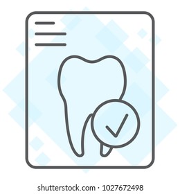 Dental tooth report thin line icon, stomatology and dental, document sign vector graphics, a linear pattern on a white background, eps 10.