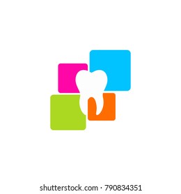 dental tooth square colored technology logo