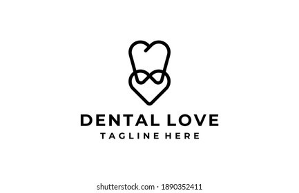 Dental Tooth Teeth with Love Heart Logo Design Inspiration