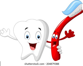 Dental Tooth and Toothbrush cartoon character